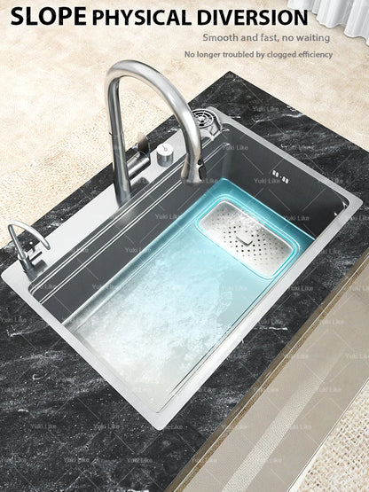 304 Stainless Steel Kitchen Sink Silver Large Single Slot  Multifunction Dishwashing Basin wash vegetables For Kitchen