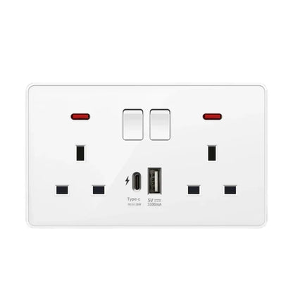 18 W Typ-C-Stecker, Schnellladung, UK 13 A USB-Wandsteckdose, Steckdose mit 3,1 A USB C, universelles Dual-5-Pin-Steckdosenpanel