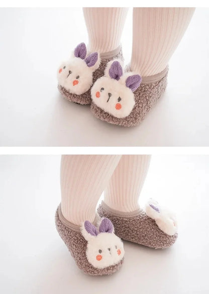 Autumn Winter Baby Slippers Toddler Plush Floor Sock Shoes Children Soft Sole Walking Shoes Indoor Home Anti-slip Kids Shoes