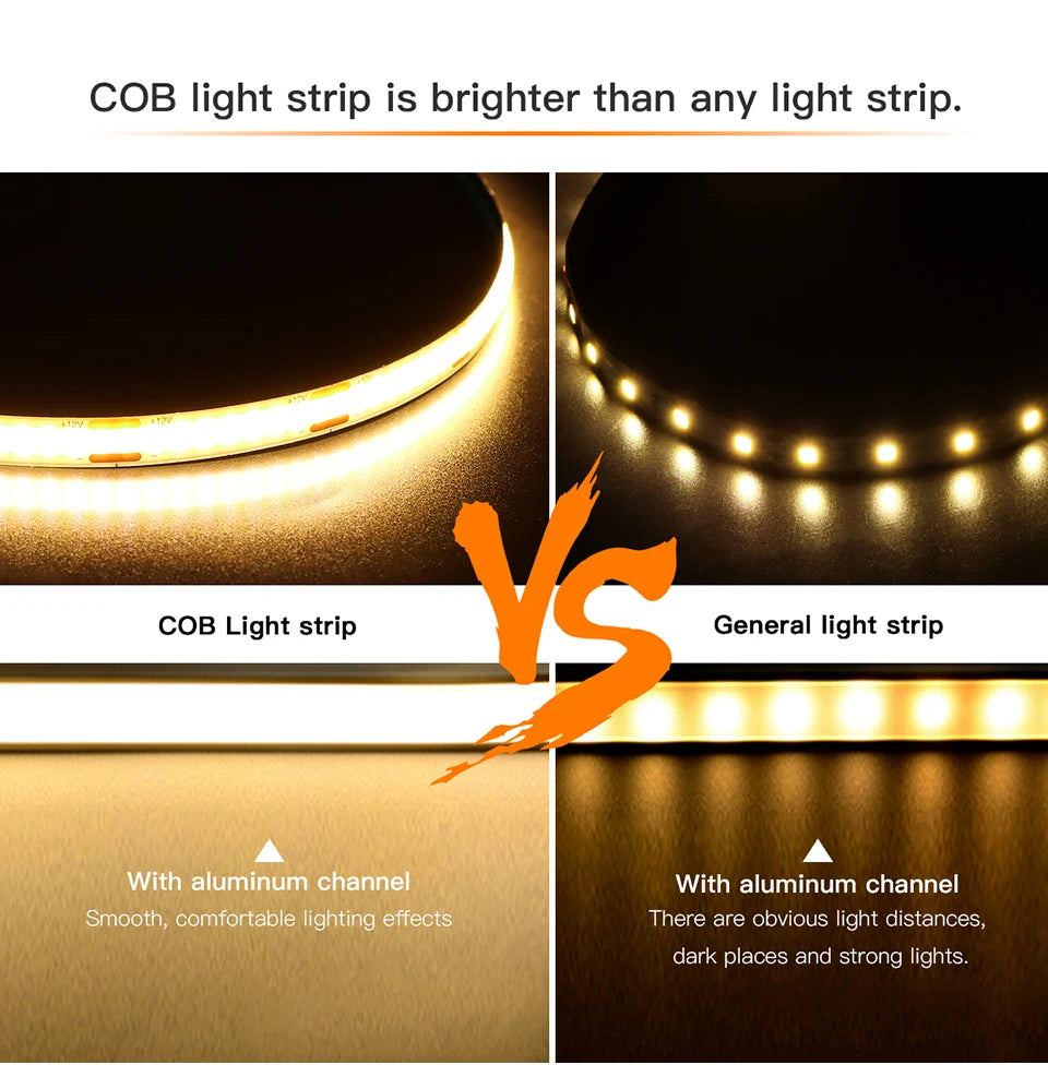 24V 10m Touch Dimmer und Hand Sweep Sensor Schalter Cob LED Streifen Licht 120leds/m LED Band Band linear dimmbar für Raum dekoration.