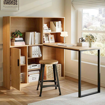 Computertisch Bücherregal-Tisch Schranktisch Arbeitstisch Schrank Schreibtisch Naturfarbe 120 cm (ohne Hocker)