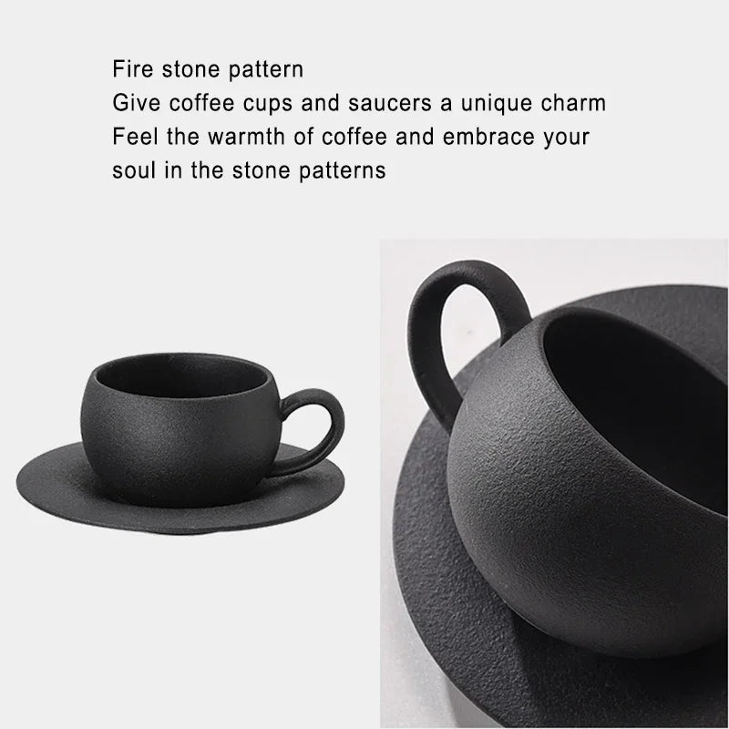 110/280ML Retro Coffee Cup and Saucer Burnt Stone Pattern Ceramic Mug Exquisite Afternoon Tea Cup Water Cups Gift Cup and Saucer.