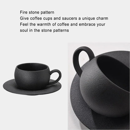 110/280ML Retro Coffee Cup and Saucer Burnt Stone Pattern Ceramic Mug Exquisite Afternoon Tea Cup Water Cups Gift Cup and Saucer.