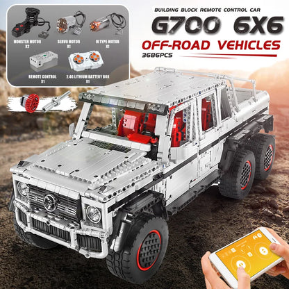 MOULD KING 13061 Technical Car Toys The APP&RC Motorized G63 6X6 Off-Road SUV Car Model Assembly Building Blocks Bricks Kid Gift.
