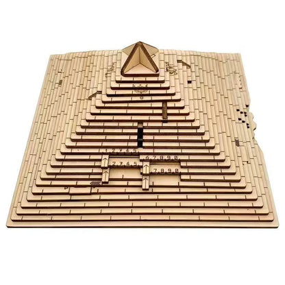 Unique Gifts Wooden Pyramid Puzzle Box With Hidden Compartment Brain Teaser For Adults Kids IQ Challenge Mind Games.