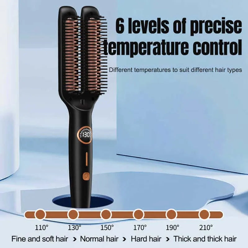 Professional Iron Straight Hair Hot Comb Double Heating Plate Ceramic Fast Heating Straightener Comb Electric Brush Straightener.