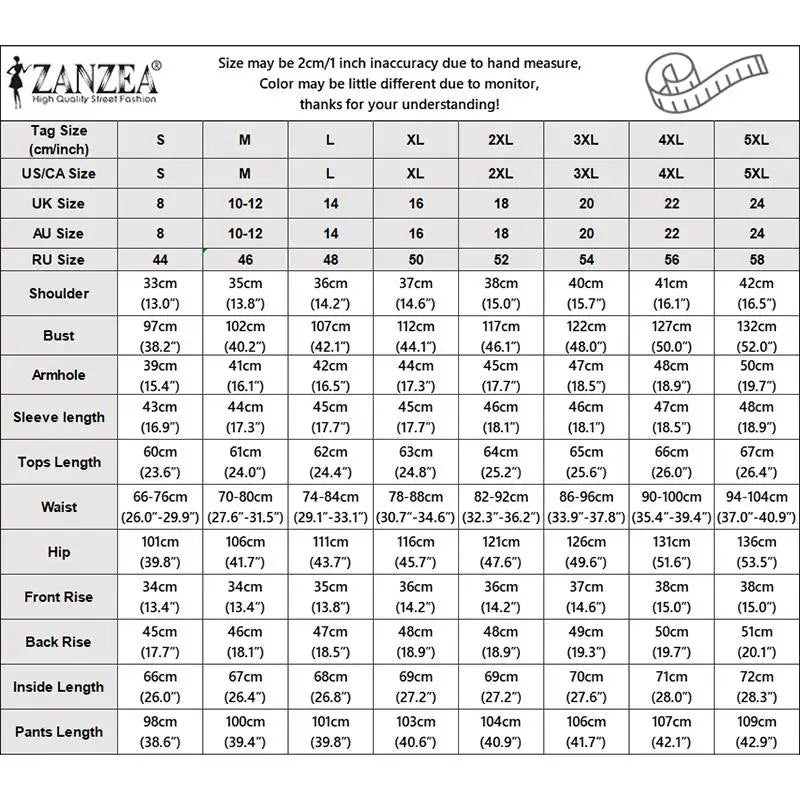 ZANZEA Fashion Women 3/4 Sleeve Embroidery Blouse Pants Sets Autumn 2PCS Floral Tracksuit Casual Loose Wide Leg Trousers Suits.
