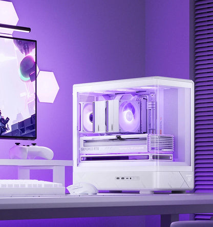 JONSBO D200 MATX Case (Column-Free Curved Sea View/240 Radiator/ATX Power Supply/Digital Display/Type-C Gen2 10Gbps+).