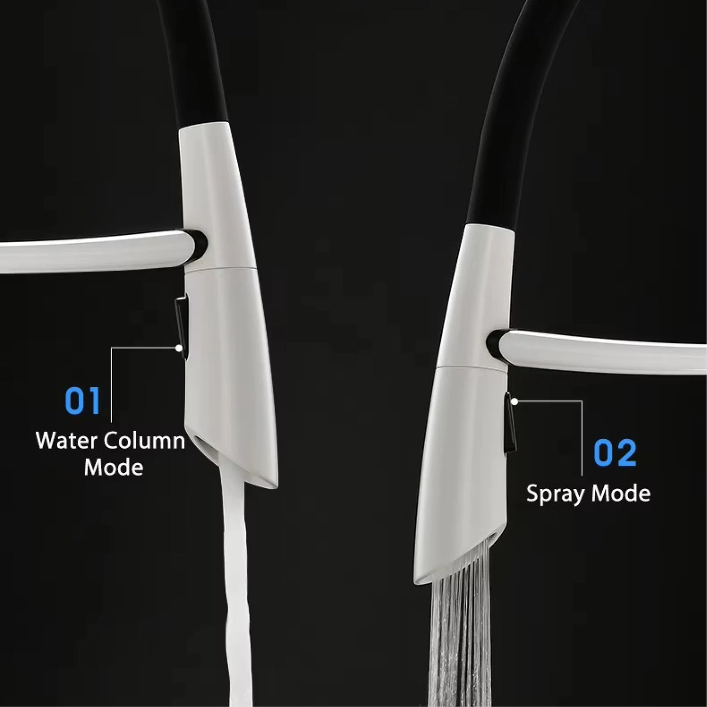 Moderner Luxus-Küchenarmatur aus schwarzem Messing, ausziehbares magnetisches Saugdesign, Einhebelmischer für heißes und kaltes Wasser mit 2 Funktionen