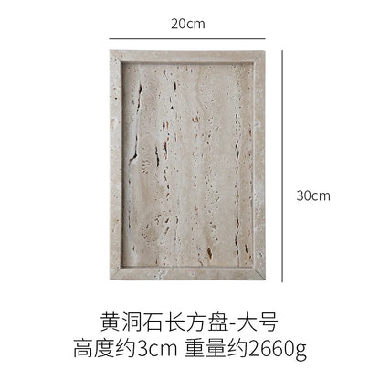 Minimalism Marble Tray for Perfume Candles Jewelry Travertine Stone Vanity Tray for Dresser Countertop Coffee Table Serving