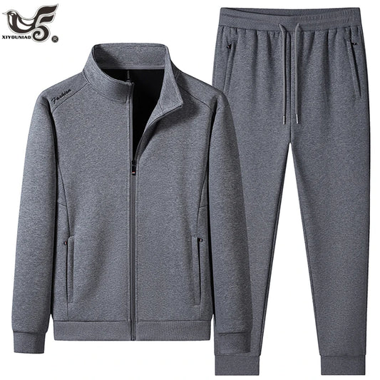 Plus Size 6XL 7XL Men's Sportswear Casual Cotton Tracksuits Men Sets Outwear Jacket+Sweatpant Joggers Running Winter Sports Suit.