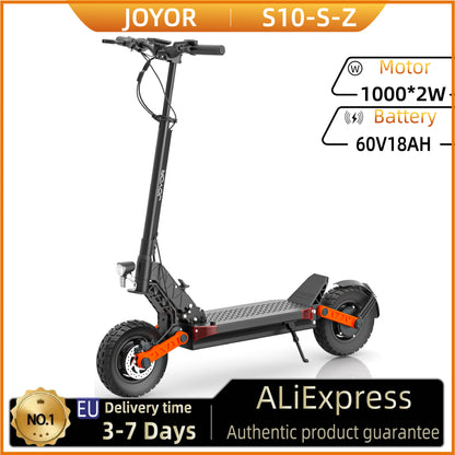 JOYOR S10-S-Z Electric Scooter 60V 18Ah Dual Motor 2000W 10 Inch Tire Adult Escooter 65km/h Max Speed 70-85km Range Black.