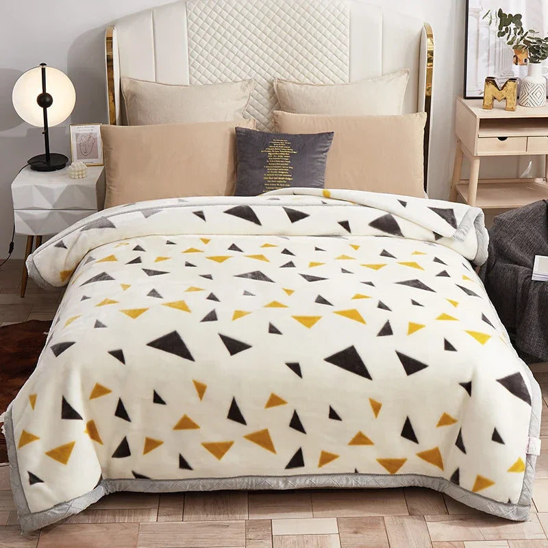 European Style Warm Raschel Blanket for Winter High End Soft Thicken Warmth Weighted Blanket Double Side Flocked Comforter Duvet