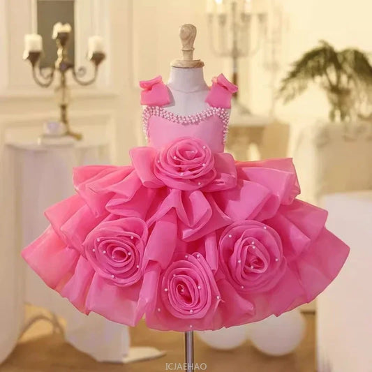 2025 Prinzessinnenkleid zum ersten Geburtstag für Mädchen, neue Hochzeit, Blumenmädchen, Klavieraufführung, Host-Kleid, Party-Kleidung, Outfits, passendes Bankett