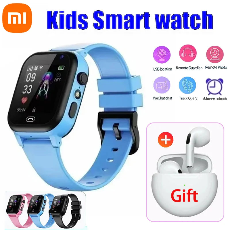 Xiaomi Kids 5G Smart Watch SOS GPS Location Video Call Sim Card Child Camera Waterproof Upgrade 2025For Boys Girls Add Earphone.