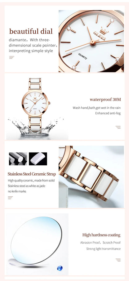 OLEVS Women's Wristwatch Luxury Brand Watch for Women Elegant Bracelet Waterproof Fashion Quartz Ladies Watches Reloj Para Mujer.