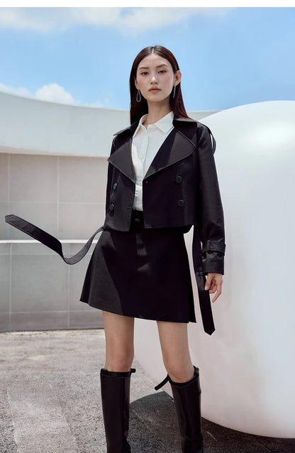 AMII Minimalism Casual Shorts Skirts Women High Rase 2024 Autumn New Fashion Commuter Lady Straight Blazer A-Line Skirt 12343035