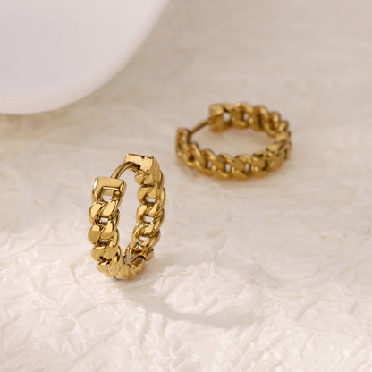 Stainless Steel Chain Hoop Earrings For Women Gold Color Female Earring Fashion Wedding Ear Jewelry Brincos Gift 2024 New Trend.