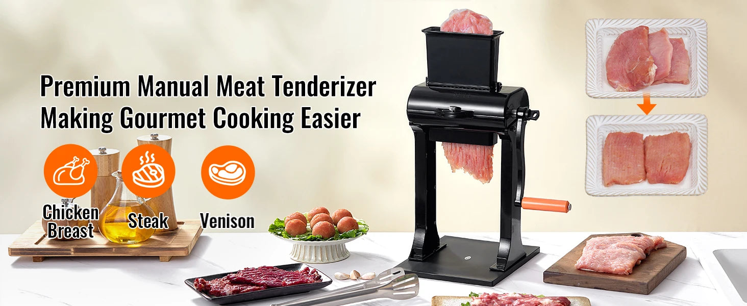 SucceBuy Commercial Meat Tenderizer Heavy Duty Stainless Steel Meat Tenderizer Machine Quick and Easy Manual Operation Kitchen.