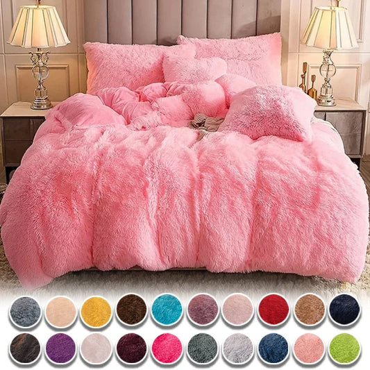 3/4PCS Luxurious Plush Duvet Cover Set – Cozy & Soft Bedding, Perfect for Bedroom Comfort, Ideal for Guest Rooms and Dorm Aesth.