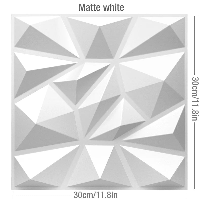 12 Pcs Decorative 3D Wall Panel Diamond Design Matt White Wallpaper Mural Tile-Panel-Mold 3D wall sticker bathroom kitchen 30cm