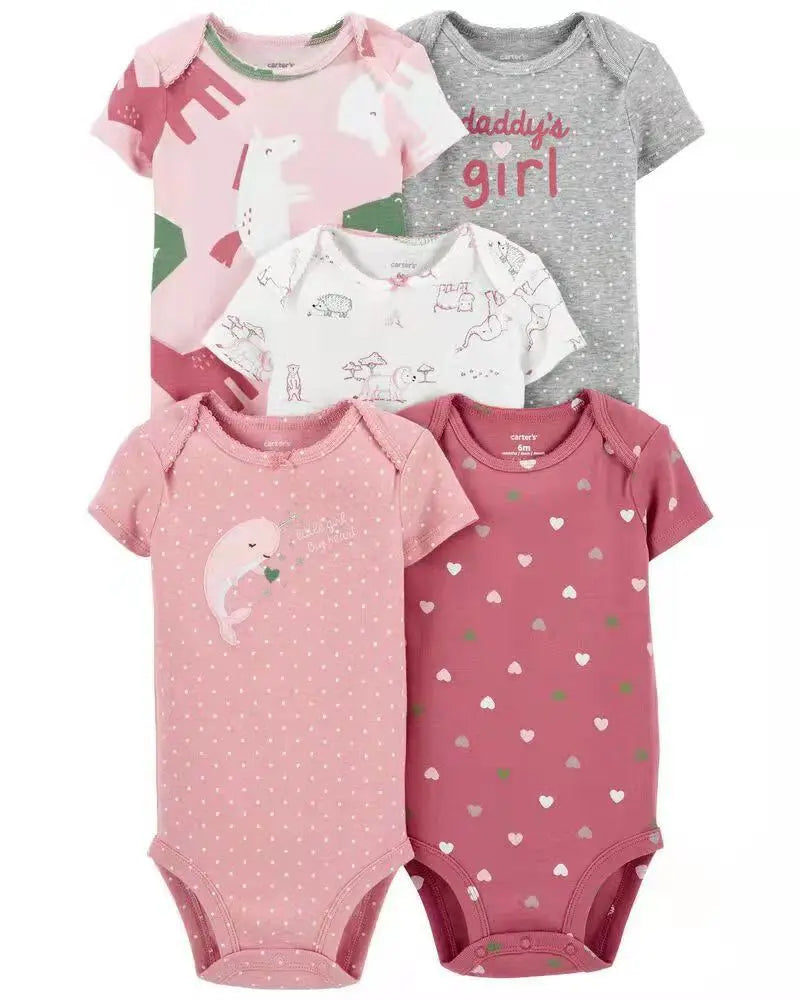 5 teile/satz Baumwolle Weiche Bequeme Baby Bodys Kurzarm Einteiliges für Neugeborene Sommer Bebe Kleidung Baby Dusche Geschenke