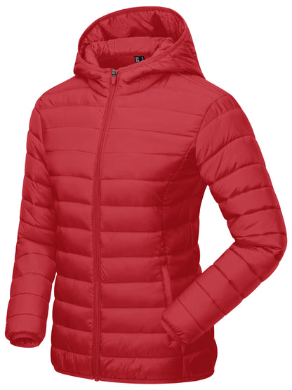 TACVASEN Winter Hooded Puffer Jacket Womens Quilted Warm Coats Casual Windbreaker Waterproof Padded Lightweight Outdoor Outwear