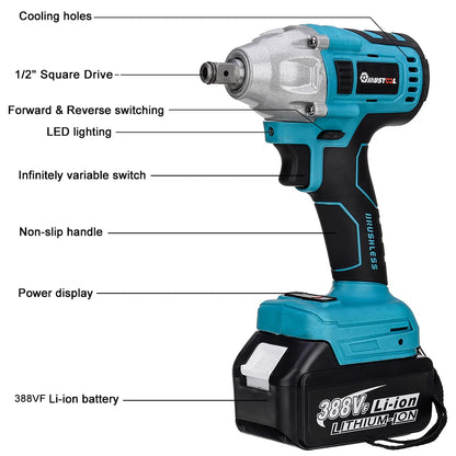 Drillpro Elektrowerkzeug-Set, 800 N.M, elektrischer Schraubenschlüssel, Bohrhammer, 13 mm Bohrmaschine, 125 mm Winkelschleifer für 18 V