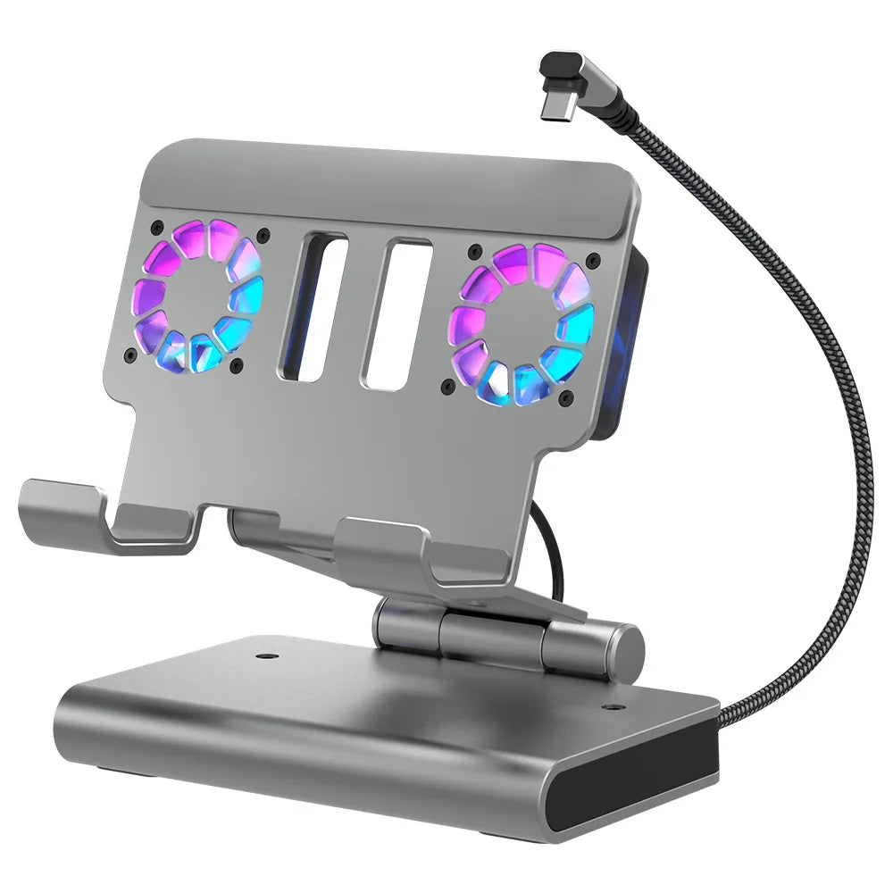 6 In 1 Rgb Dual Fans Docking Station for Rog Ally Steamdeck Game Console Dock Adjustable Height Dock Bracket with Hdmi 4K 60Hz.