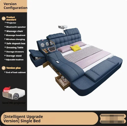 Nordic Smart Modulares Doppelbett Master Storage Luxus Designer Doppelbett Multifunktionale Leder Camas Ehe Möbel