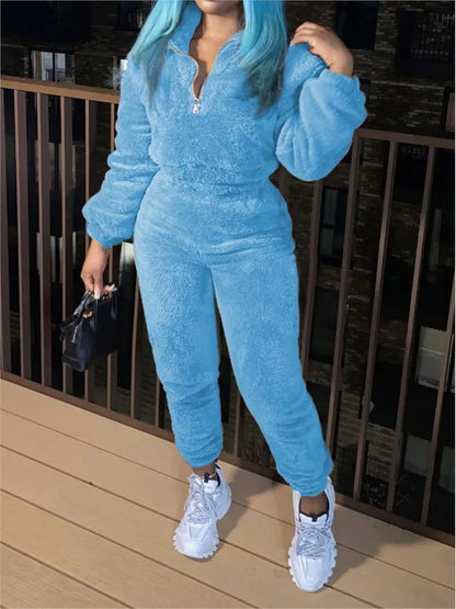 Mode Lässig Einfarbig Plüsch frauen Anzug Herbst Winter Neue Ultra Kurze Jacke Schlank Warme Sport Hosen Mädchen 2-teiliges Set