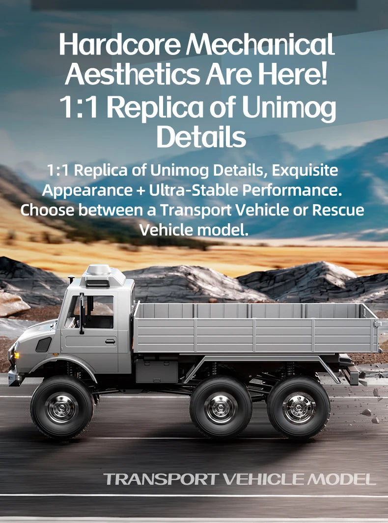 C8823 6WD RC Car 1/18 Off-road Remote Control Vehicle 2.4G High Speed Climbing Transport Rescue Crawler Model Toys for Children.