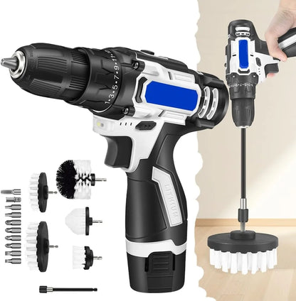 Allzweck-Akku-Bohrmaschine zum Bohren, elektrischer Schleuderschrubber, elektrische Reinigungsbürste zum Reinigen mit Li-Ionen-Akku