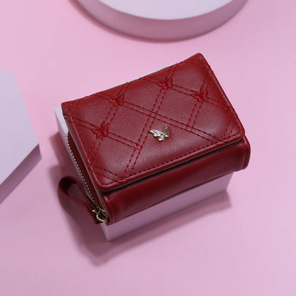 Ladies Large Capacity Butterfly Embroidery Clutch Wallet Tri-Fold Multi-Card Slot Zipper Coin Purse Fashionable Handbag.