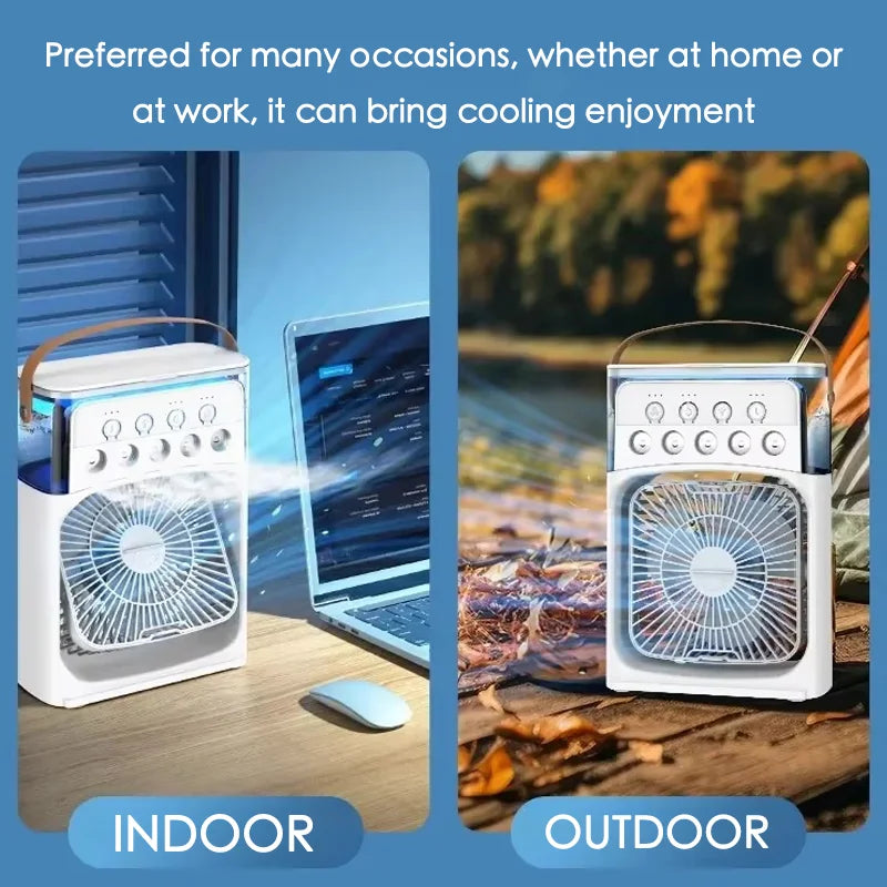 Portable Mini Fan 3 in 1 Cooler Home House LED USB Desk Bedroom Indoor Air Conditioner Humidifier Fans Summer Cool Living Room.