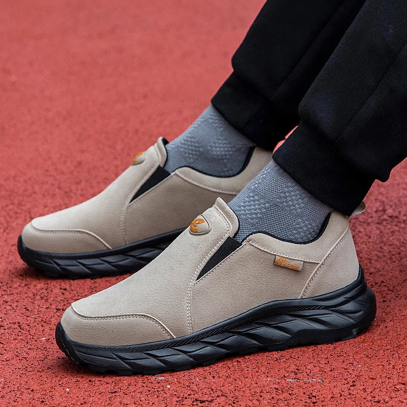 Mens Walking Shoes Leather Anti Slip Wear-resistant Autumn Fashion High-quality Soft Sole Comfortable Casual Flat Sneakers Man.