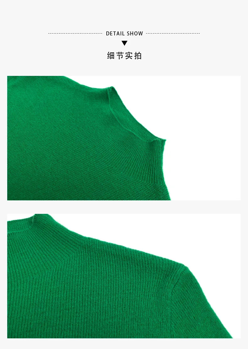 100% Ultra-fine Merino Wool Sweater Autumn and Winter Loose and Simple Semi-turtleneck Wool Bottoming Shirt Multi-color Sweater