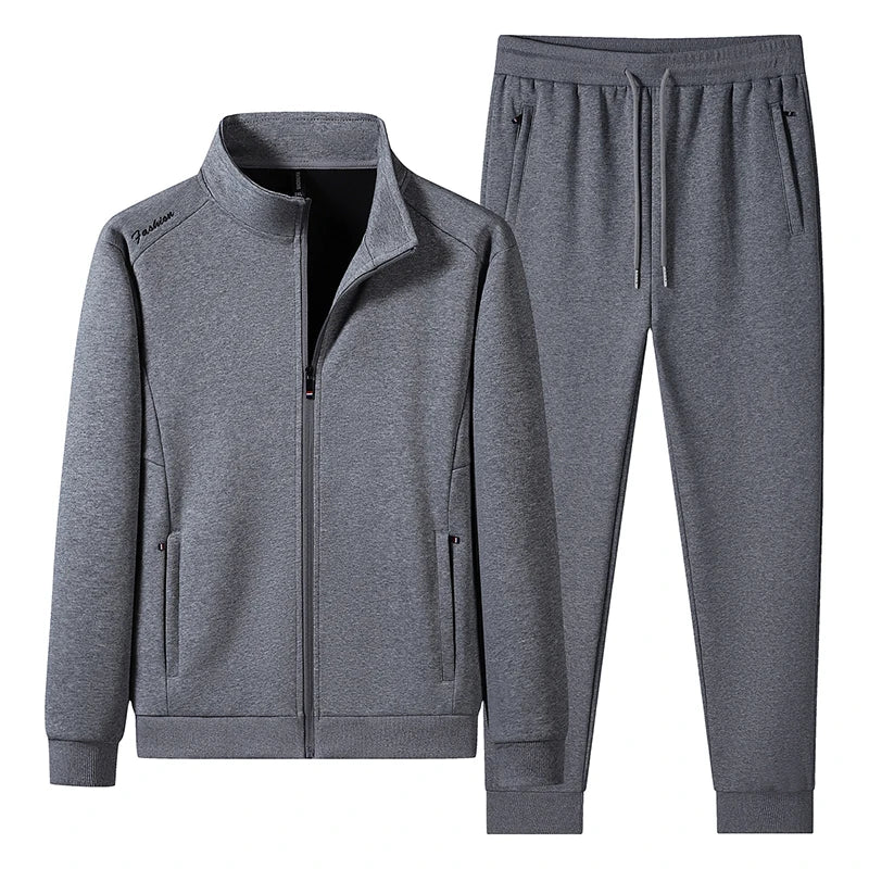 Plus Size 6XL 7XL Men's Sportswear Casual Cotton Tracksuits Men Sets Outwear Jacket+Sweatpant Joggers Running Winter Sports Suit