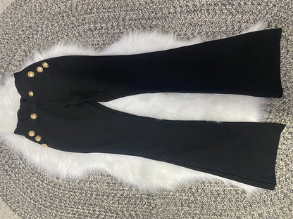 New Autumn Style Black Color Women Long Sleeve Button Rayon Bandage Coat Pants Fashion Women's Set High Street Celebrate Wear.