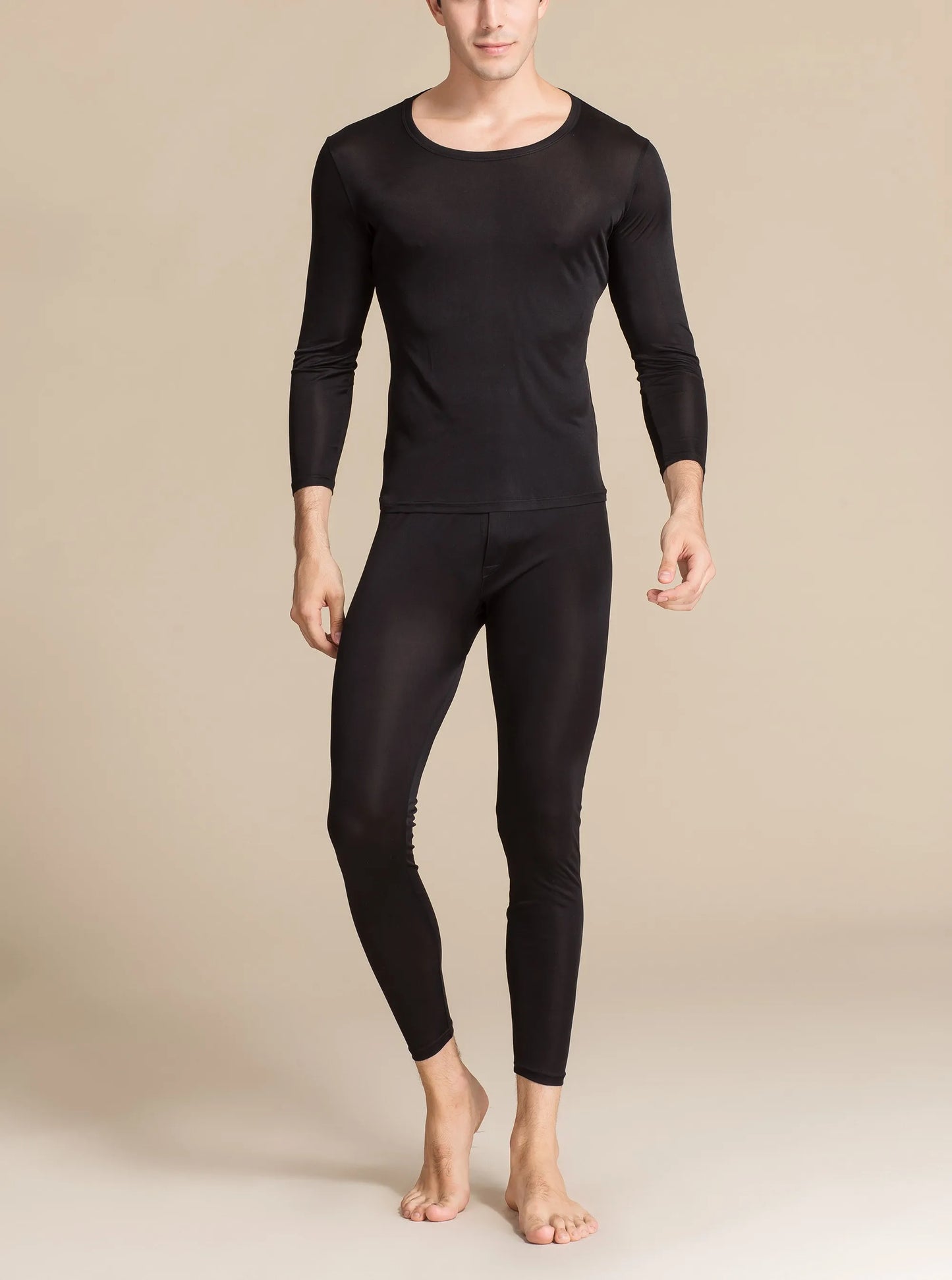 Lange Unterwäsche aus Seide für Herren, lange Unterhosen aus Maulbeerseide, Ober- und Unterteil, Thermounterwäsche-Set/Grundlagen