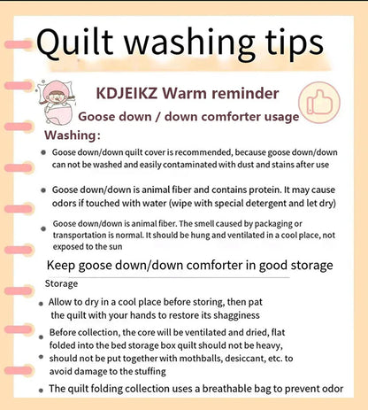 KDJEIKZ  Winter Cotton Goose Down Quilt Five-Star Hotel Duvet Super Soft Fluffy Queen King Full Size Four Seasons Duvets Blanket.