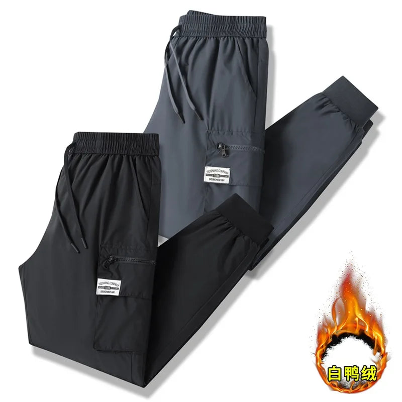 CHUJIE Men's autumn and winter new down jacket pants, men's mountain outdoor work pants, graphene heating thickened warm pants.