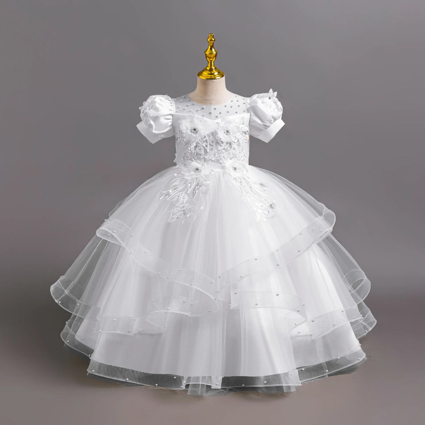 Neues Blumenmädchen-Hochzeitskleid Mädchen-Partykleider, elegantes Mädchen-Walking-Show-Abendkleid für 4–12 Jahre alte Kinderkleidung.