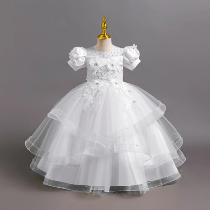 Neues Blumenmädchen-Hochzeitskleid Mädchen-Partykleider, elegantes Mädchen-Walking-Show-Abendkleid für 4–12 Jahre alte Kinderkleidung.