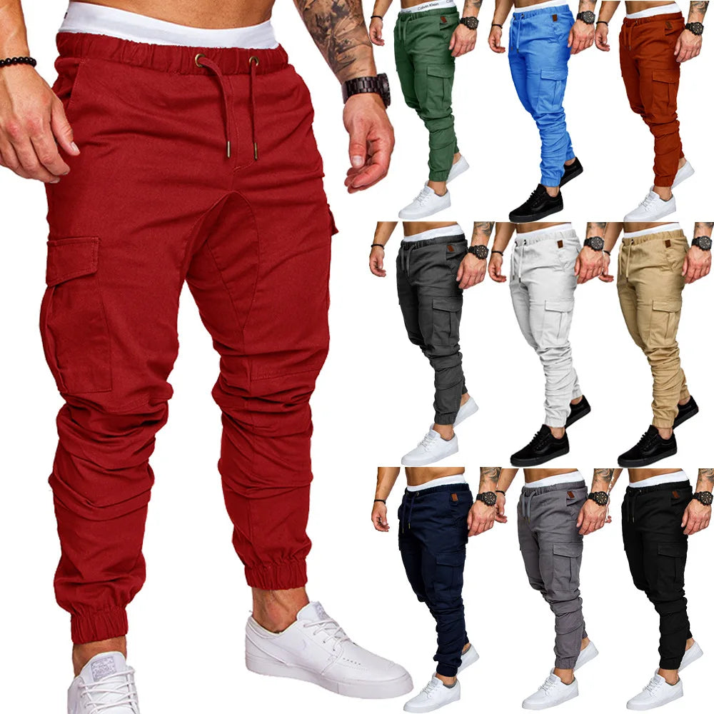 2025 new men's workwear pants, European and American men's loose straight casual pants, men's workwear pocket pants S-XXXL.