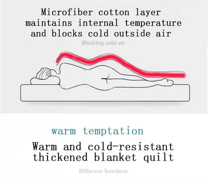 Coral Fleece Autumn Winter Warm Blankets for Bed 3 Layers Thicken Flannel Blanket Quilt Soft Comfortable Warmth Quilts Washable.