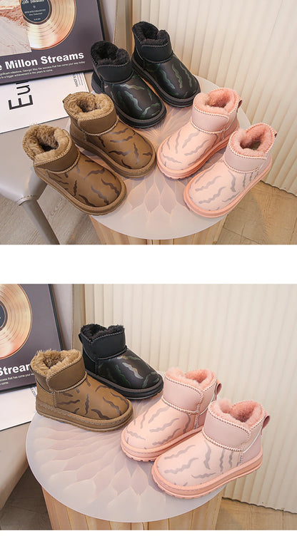 Winter Plush Boots For Children Thick Warm Faux Fur Snow Boots Soft-soled Anti-slippery Boy's Girl's Warm Boots Winter Shoes Kid.