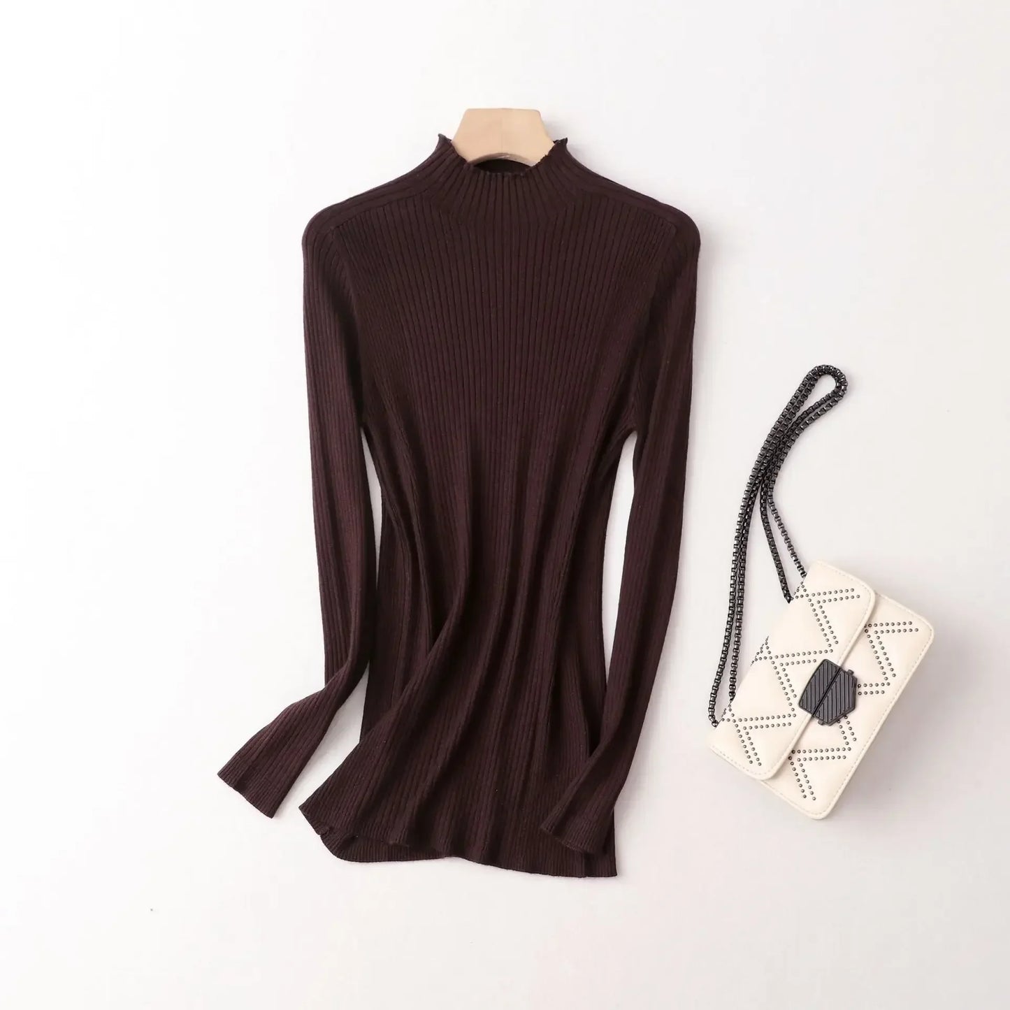 Yuyue Autumn and Winter Silk Cashmere Blended Turtleneck Sweater Women's Korean Version Fashion Slim-fit Pullover Long-sleeved F