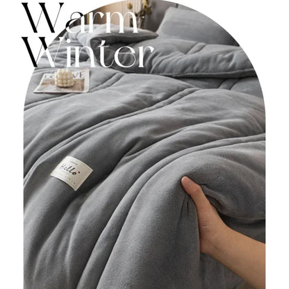 Winter Quilt Blanket Double Sided Velvet Lamb Cashmere Double Bed Quilts King Queen Full Size Bed Duvet Thicken Comforter Core.