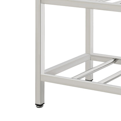 Freistehendes Waschbecken aus Edelstahl mit 2-stufigem Boden, Aufbewahrungsregal für die Küche, Outdoor-Spüle mit Facut-Handwaschstation